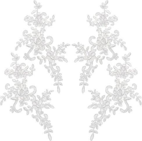 4Pcs Mirrored Lace Applique Sheer Mesh Sew-On Wedding Patches in Kuwait