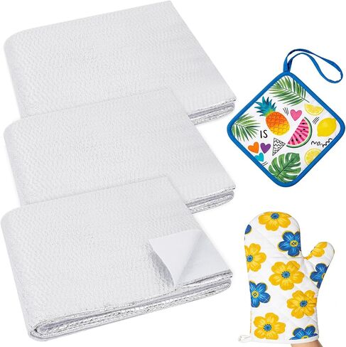 Lainballow 3 Pcs 36x45 Inch Heat Resistant Batting for Potholders, Insulating Thermal Lining Batting for Sewing, Soft Heat Reflective Fabric Quilting Fabric for Sewing Crafts Pot Holder Arts Place Mat in Kuwait