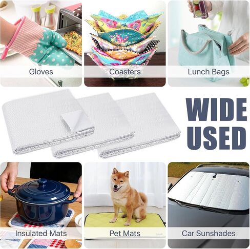 Lainballow 3 Pcs 36x45 Inch Heat Resistant Batting for Potholders, Insulating Thermal Lining Batting for Sewing, Soft Heat Reflective Fabric Quilting Fabric for Sewing Crafts Pot Holder Arts Place Mat in Kuwait
