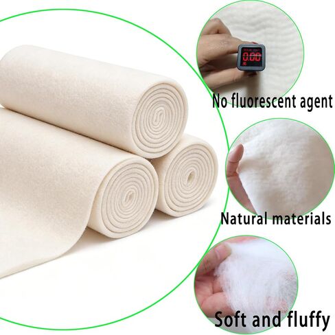 24 x 156In100% Natural Cotton Quilt Batting, Heat Resistant 220°C Warm Lightweight Washable Hypoallergenic, Easy to Quilt for Sewing,Crafts,DIY,Backing,Wadding, King Size Quilt Projects, Oven Outdoor in Kuwait