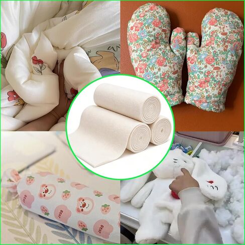 24 x 156In100% Natural Cotton Quilt Batting, Heat Resistant 220°C Warm Lightweight Washable Hypoallergenic, Easy to Quilt for Sewing,Crafts,DIY,Backing,Wadding, King Size Quilt Projects, Oven Outdoor in Kuwait