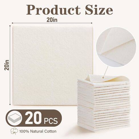 20 Pack 100% Cotton Quilt Batting 20"x20" Pre-Cut Quilt Squares for Sewing in Kuwait