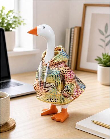 7 Inch Desk Goose Outfit, Purple Rainbow Polka Dot Hoodie for 7in Desktop Goose, Shiny Goose Clothes with Hood, Mini Goose Accessories for Office Classroom Gifts, Outfit Only in Kuwait