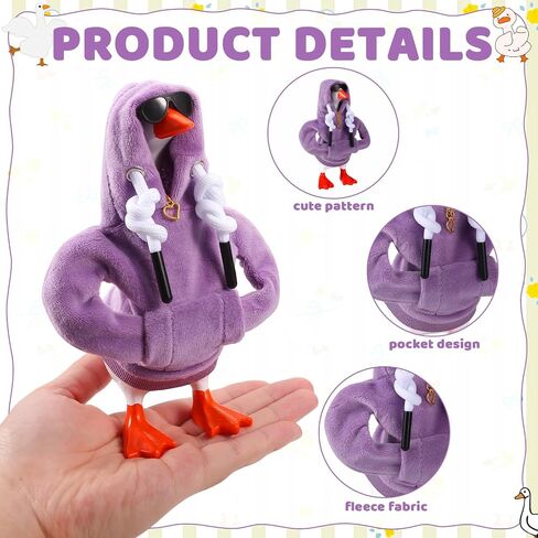 7 Inch Desk Goose Outfits, Mini Desktop Hoodie with Chain Sunglass in Kuwait