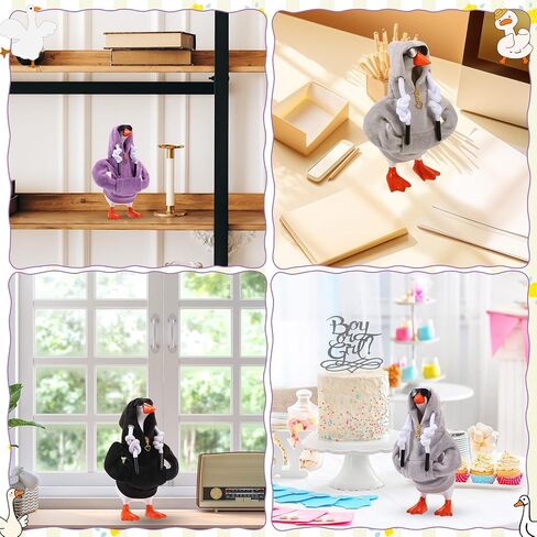 7 Inch Desk Goose Outfits, Mini Desktop Hoodie with Chain Sunglass in Kuwait