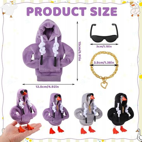 7 Inch Desk Goose Outfits, Mini Desktop Hoodie with Chain Sunglass in Kuwait