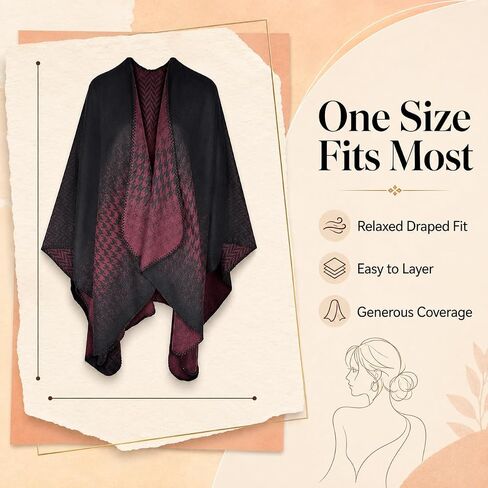 QZUnique Women's Blanket Wrap Houndstooth Knitted Cardigans Scarf Shawl Poncho Cape in Saudi Arabia