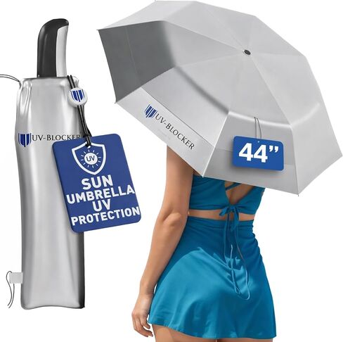 UV-Blocker Travel Sun Protection UV Umbrella Auto Open Double Vented Canopy Windproof Sun Umbrella UV Protection 55+ UPF in Kuwait