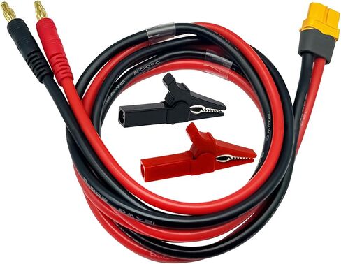 XT60H Female Connector Plug to 4mm Banana Plugs Battery Charge Lead Adapter Cable with 4.0mm Insulated Alligator Clips in Kuwait