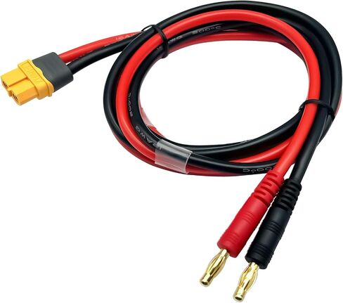 XT60H Female Connector Plug to 4mm Banana Plugs Battery Charge Lead Adapter Cable with 4.0mm Insulated Alligator Clips in Kuwait