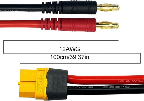 XT60H Female Connector Plug to 4mm Banana Plugs Battery Charge Lead Adapter Cable with 4.0mm Insulated Alligator Clips in Kuwait