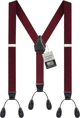 HOLD'EM Men Y-Back Adjustable Suspenders, Leather Trimmed Button End Tuxedo Suspenders with Many colors and designs in Kuwait