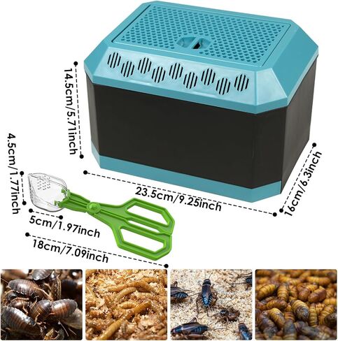 Breeding and Storage Container Kit for Dubia Roaches, Crickets, and Other Live Reptile Feeders with Secure Holding Box and Feeding Tongs - 9.25" L x 6.3" W x 5.71" H in Kuwait