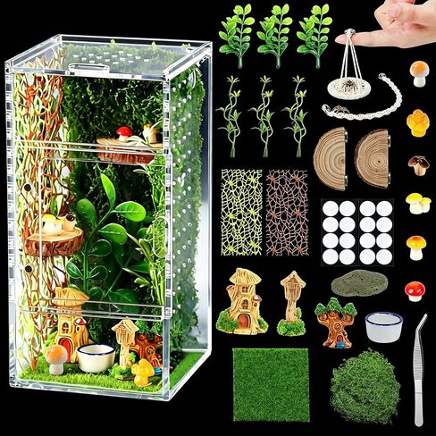 Jumping Spider Enclosure Kit, Acrylic Terrarium with 30Pcs Accessories in Saudi Arabia