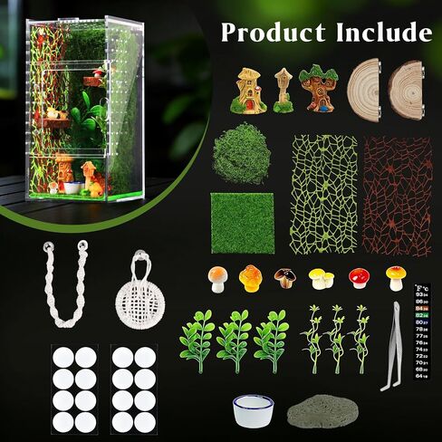 Jumping Spider Enclosure Kit, Acrylic Terrarium with 30Pcs Accessories in Saudi Arabia