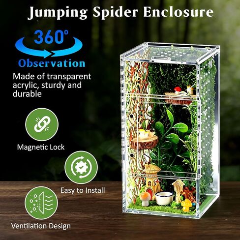 Jumping Spider Enclosure Kit, Acrylic Terrarium with 30Pcs Accessories in Saudi Arabia