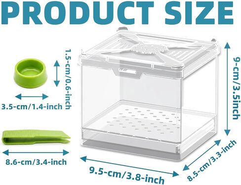 Cricket Keeper – Stackable Insect Habitat for Crickets, Dubia Roaches, Mealworms, Transparent Ventilated Cage, Easy Clean Critter Keeper for Reptiles, Lizards, Snakes, Live Feeder Insect Container in Kuwait