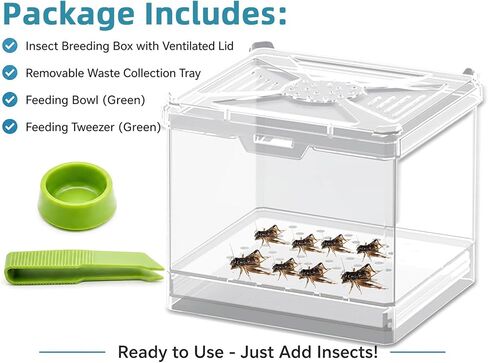 Cricket Keeper – Stackable Insect Habitat for Crickets, Dubia Roaches, Mealworms, Transparent Ventilated Cage, Easy Clean Critter Keeper for Reptiles, Lizards, Snakes, Live Feeder Insect Container in Kuwait
