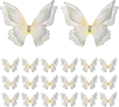 uxcell 20Pcs Organza Butterfly,1.6"x2" Double Layers Lace Patches,Purple in Kuwait