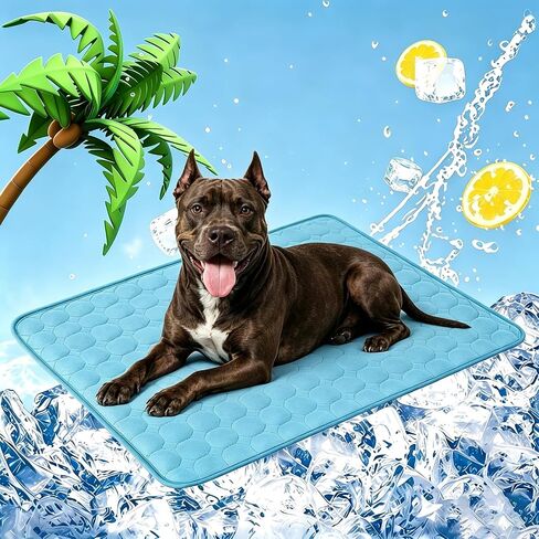 Dog Cooling Mat, 40"x28" Arc Chill Ice Silk Cooling Pad for Dogs, Q-MAX > 0.5 Cool Summer Pet Sleeping Mat, Hydrophobic Washable Non-Slip Mat, Non-Toxic All-Season Use & Portable for Travel in Kuwait