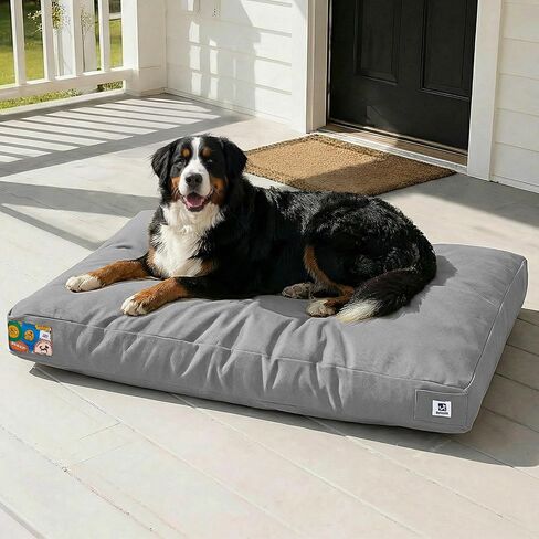 Sytopia 42 Inch Indestructible Dog Bed for Aggressive Chewers, Chew Proof Durable Outdoor Canvas Pet Crate Mat with Waterproof Washable Removable Cover, Indoor Patio Pet Pad for Crate, Yellow in Kuwait