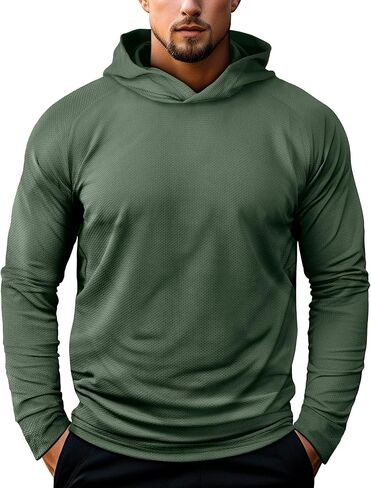 Zengjo Mens Pullover Hoodie Athletic Lightweight Hooded Workout Sweatshirt Moisture Wicking in Kuwait