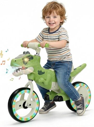 Green Dinosaur Balance Bike, 10in Toddler Kids Bike 3-5 Flash Wheel in Kuwait