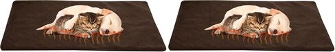 Self Warming Cat Mat - 36x24in Thermal Dog Crate Pad with Removable Washable Sherpa Cover and Reflective Insulation Layer for Self Heating - Pet Supplies for Medium Dogs and Cats by PETMAKER (Brown) in Kuwait
