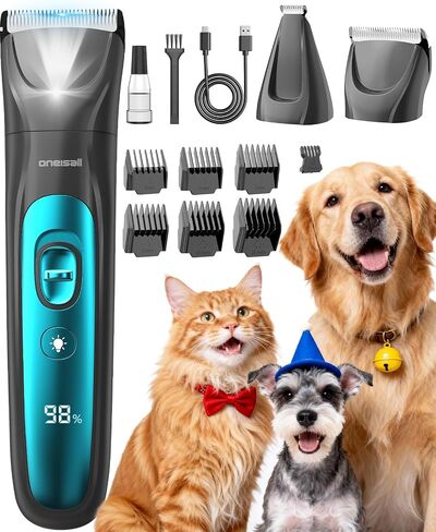 oneisall LED Light 2-in-1 Dog Grooming Clippers & Paw Trimmer Kit in Kuwait