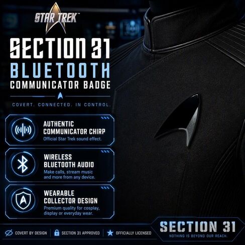 FAMETEK Star Trek TNG & Section 31 Bluetooth ComBadge Bundle | Wearable Communicator Badges with Calls, Texts & Authentic Chirp Sounds | Officially Licensed Star Trek Collectibles in Kuwait