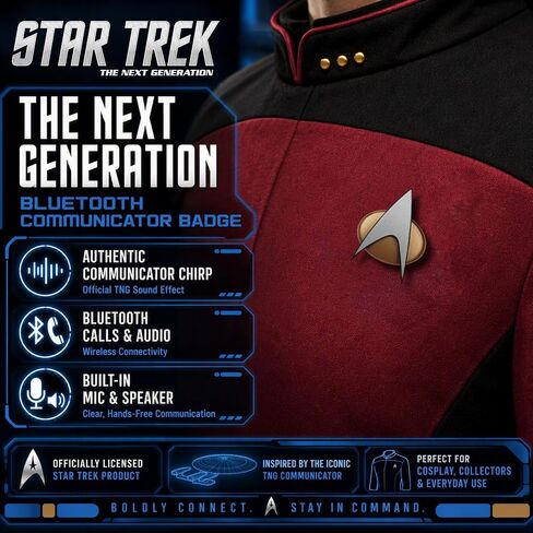 FAMETEK Star Trek TNG & Section 31 Bluetooth ComBadge Bundle | Wearable Communicator Badges with Calls, Texts & Authentic Chirp Sounds | Officially Licensed Star Trek Collectibles in Kuwait