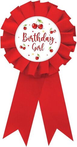 Cherry Birthday Girl Tinplate Badge Pin, Sweet Cherry Big Sister Pin, Red Rosette Happy Birthday Award Ribbon for Girl, Cherry on Top Baby Shower Party Favors in Kuwait