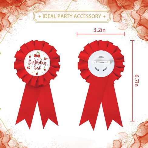 Cherry Birthday Girl Tinplate Badge Pin, Sweet Cherry Big Sister Pin, Red Rosette Happy Birthday Award Ribbon for Girl, Cherry on Top Baby Shower Party Favors in Kuwait