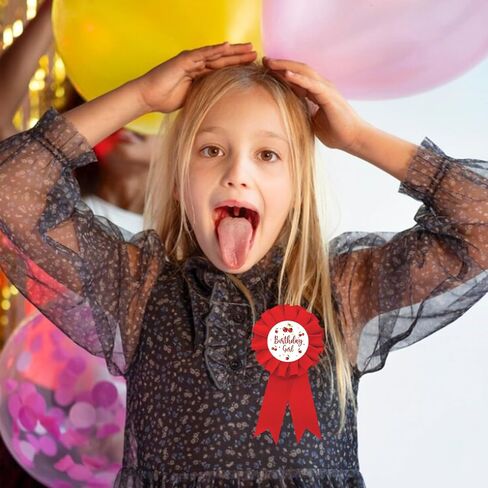 Cherry Birthday Girl Tinplate Badge Pin, Sweet Cherry Big Sister Pin, Red Rosette Happy Birthday Award Ribbon for Girl, Cherry on Top Baby Shower Party Favors in Kuwait