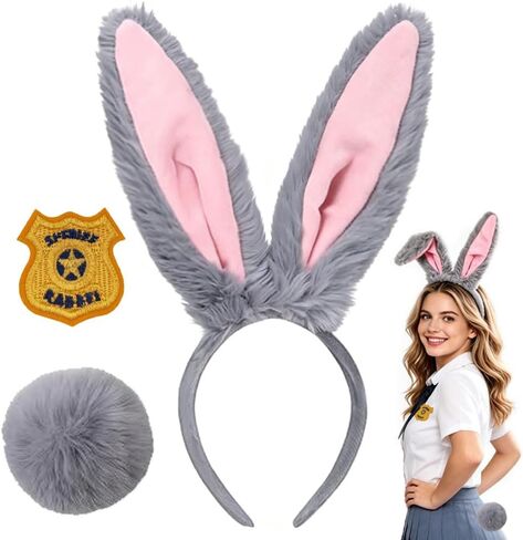 Bunny Ears Headband Tail Animal Cosplay Rabbit Halloween Easter Costume in Kuwait