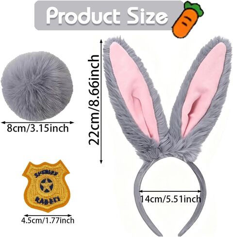 Bunny Ears Headband Tail Animal Cosplay Rabbit Halloween Easter Costume in Kuwait