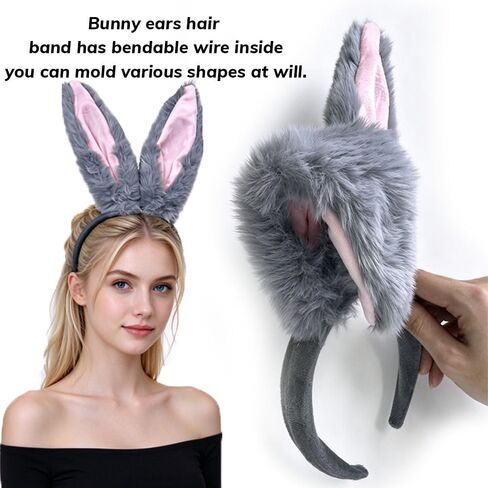 Bunny Ears Headband Tail Animal Cosplay Rabbit Halloween Easter Costume in Kuwait