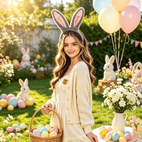 Bunny Ears Headband Tail Animal Cosplay Rabbit Halloween Easter Costume in Kuwait
