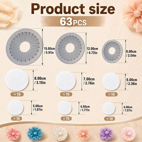63-Piece Rosette Maker Set, Includes 3 Tools & 60 Fabrics in Kuwait