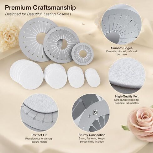 63-Piece Rosette Maker Set, Includes 3 Tools & 60 Fabrics in Kuwait