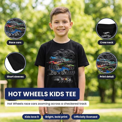 قميص بأكمام قصيرة من Hot Wheels - تي شيرت للأولاد بأكمام قصيرة - قميص سيارات in Kuwait