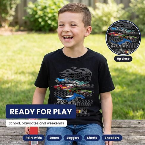 قميص بأكمام قصيرة من Hot Wheels - تي شيرت للأولاد بأكمام قصيرة - قميص سيارات in Kuwait