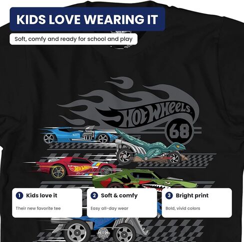 قميص بأكمام قصيرة من Hot Wheels - تي شيرت للأولاد بأكمام قصيرة - قميص سيارات in Kuwait