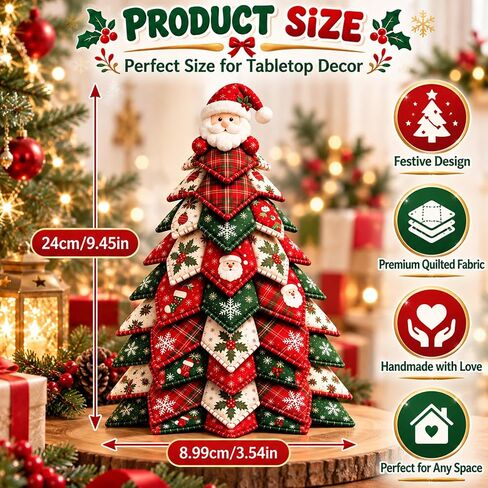 2026 New Christmas & Halloween DIY Quilted Fabric Tree Kit, 3D Fabric Patchwork Craft Set for Beginners, Ideal for Home Mantel Table Office Display, Handmade Tabletop Holiday Decor，Santa Claus in Kuwait