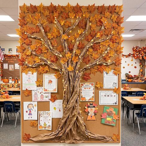AmazingSpark 3D Fall Classroom Tree Bulletin Board Decor DIY Maple Tree Set in Kuwait
