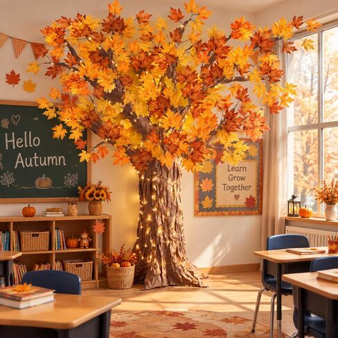 AmazingSpark 3D Fall Classroom Tree Bulletin Board Decor DIY Maple Tree Set in Kuwait