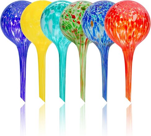 Iridescent Self Watering Globes, Glass Rainbow Plant Watering Globes, Self Watering Planter Insert, Automatic Plant Waterer Indoor (Small-6 Pcs Multi-Color) in Kuwait