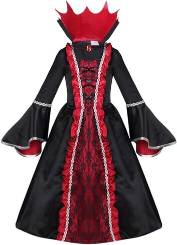 yolsun Vampire Costume for Girls, Noble Medieval Queen Halloween Dress up in Kuwait