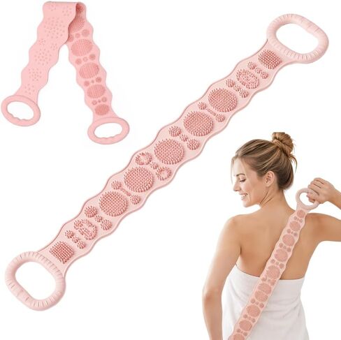 Silicone Body Scrubber Belt, 2027 New Double-Sided Body Scrubber (Purple) in Kuwait