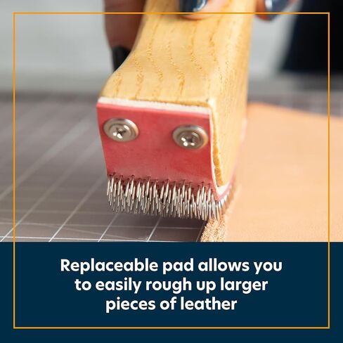 Weaver Leather Supply Hand Leather Rougher with Wood Handle, 8", Rougher Gear with Replaceable Pad, Leatherworking Tools for Adhesive Bonding Projects in Kuwait